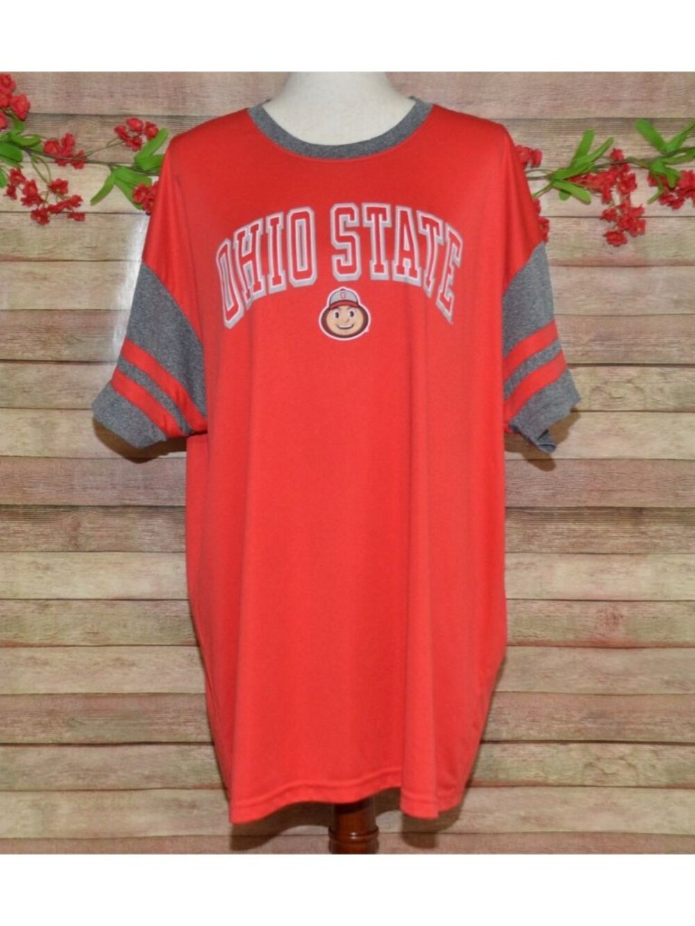 Pro Ad Sports Womens 2XL Ohio State Dry Fit T-Shirt Jersey Stripes Red & Gray